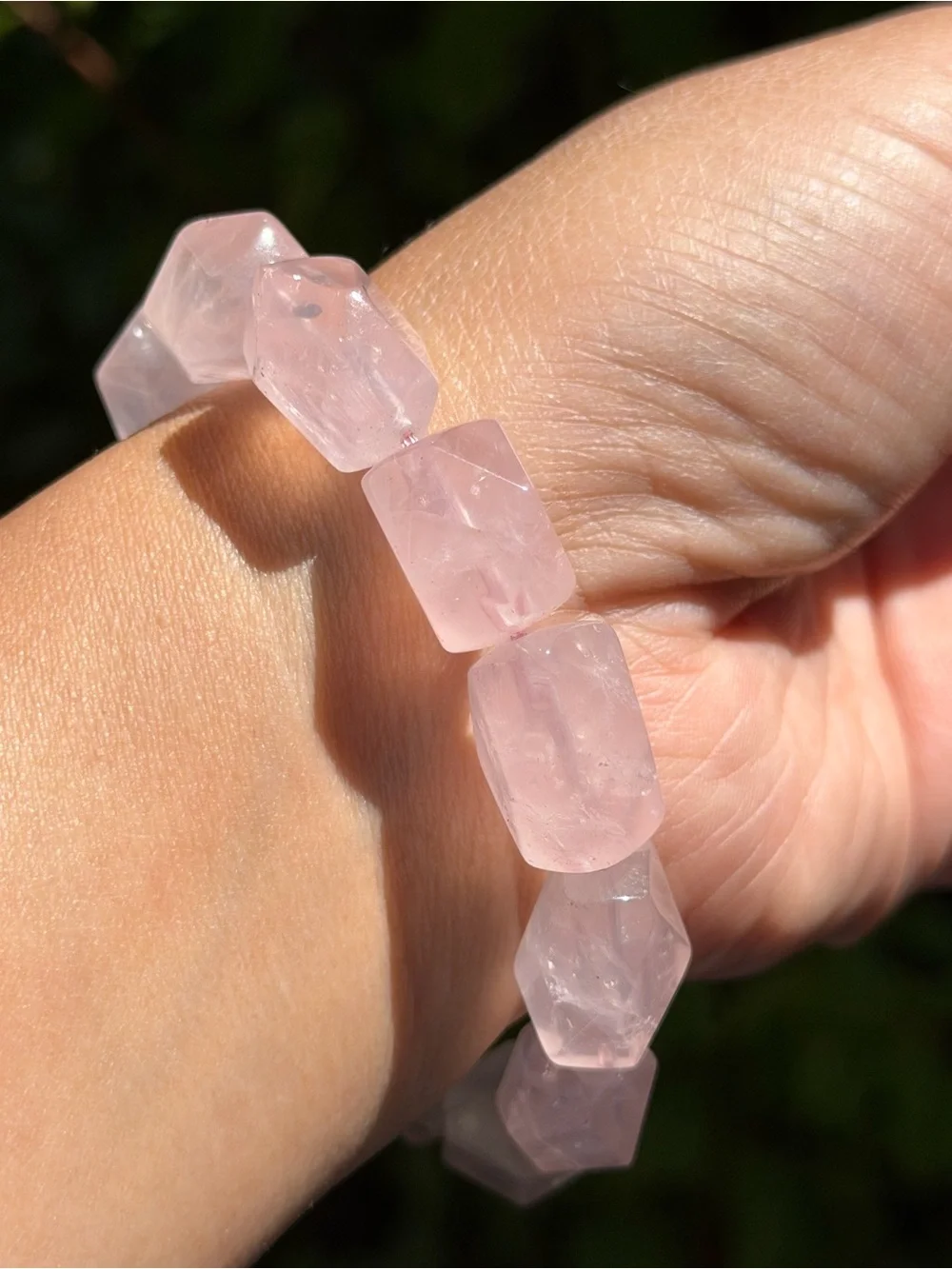 13mm Rose Quartz Faceted Beaded Stretch Bracelet 2050